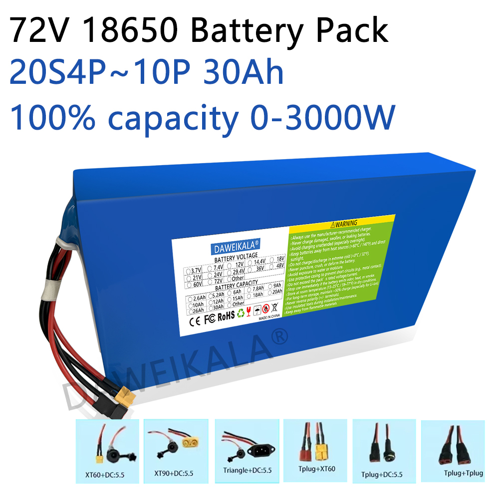 Electric Bicycle Battery 72V 30Ah - 新しい72V 12Ah-30Ah 18650バッテリーパック 50A BMS 100%実容量