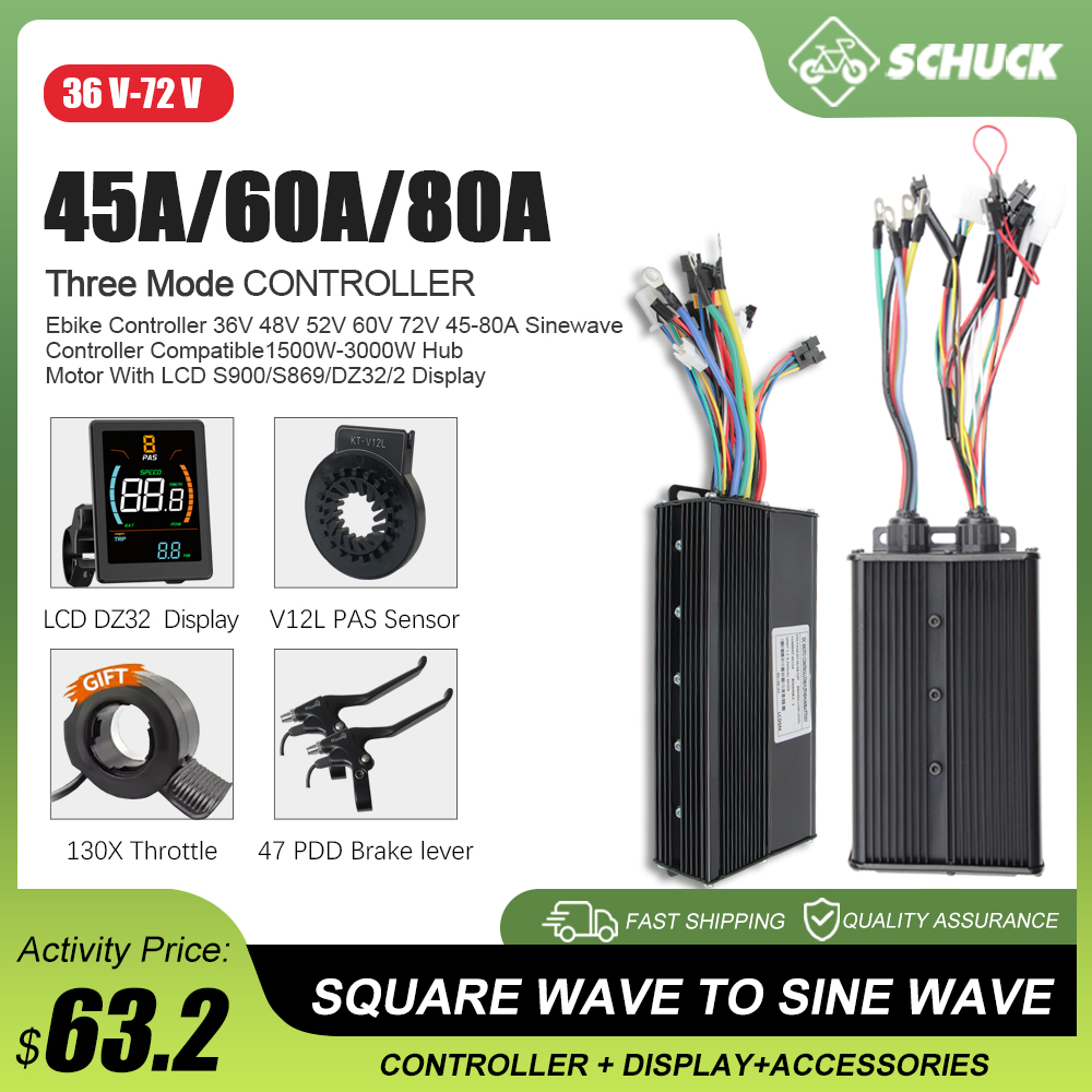 Sine Wave Controller 48V 72V 80A - 電動自転車 3モード 48V 52V 60V 72V