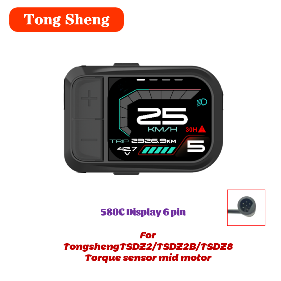 Tongsheng Tsdz2B Mid Drive Motor - トンシェンTSDZ2 TSDZ2Bスロットル1対2ケーブル580C LCDカラースクリーンディスプレイ トンシェンミッドドライブモーター変換キット用