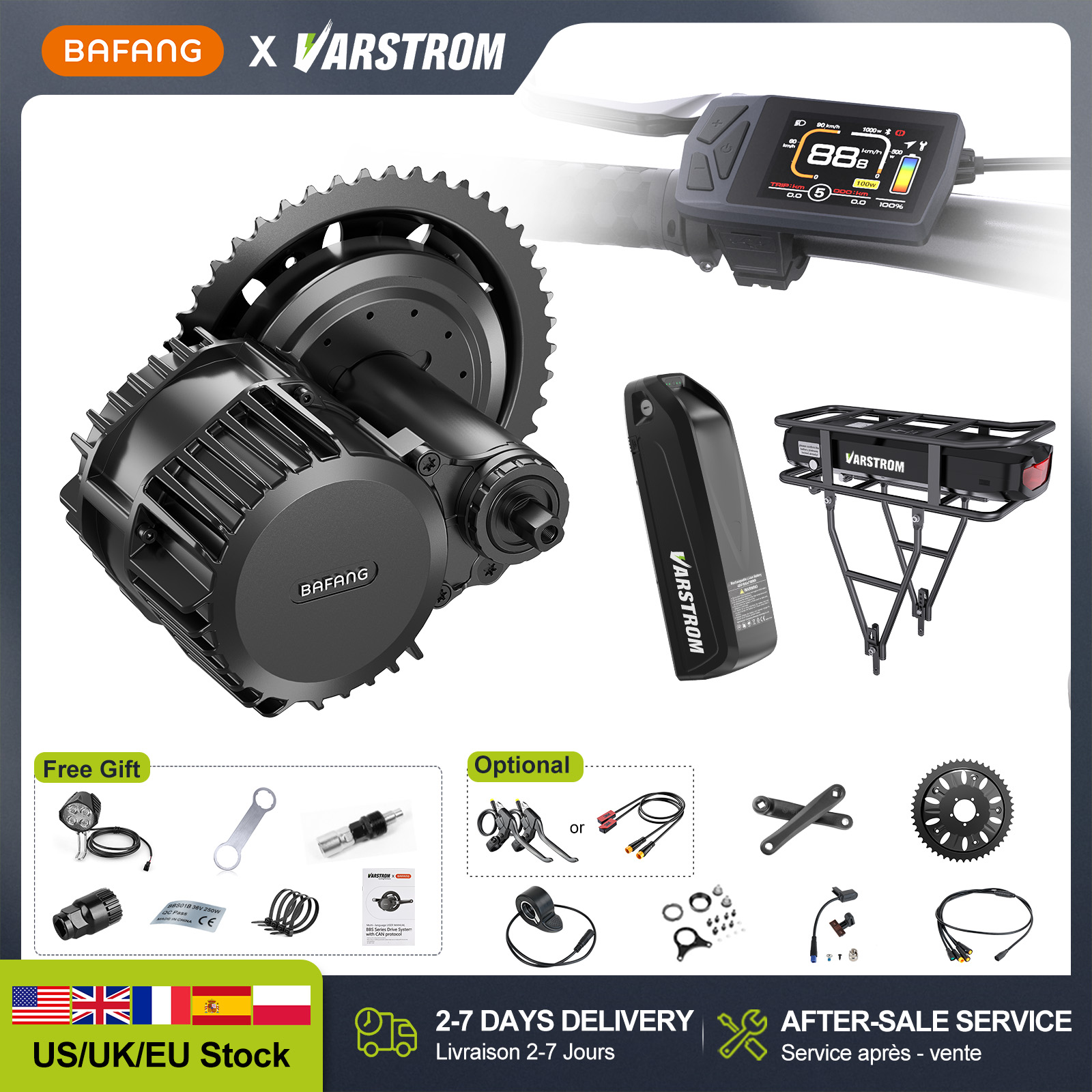Bafang Bbshd 1000W Conversion Kit - 【米国株】Bafang 48Vミッドドライブモーターとバッテリー付き電動自転車変換キット 純正BBS02B 750W BBSHD 1000W電動自転車エンジン