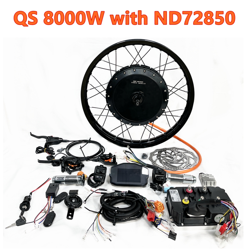 72V 5000W Hub Motor Kit - QS273 40H V3 ピーク8000W 150mmブラシレスハブモーターホイールキット（Fardriver ND72850コントローラー付き）17～21インチ電動自転車・バイク用
