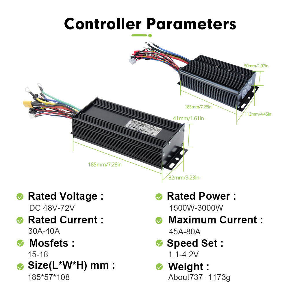 電動自転車 3モード 48V 52V 60V 72V 45- - Sine Wave Controller 48V 72V 80A のレビューと価格