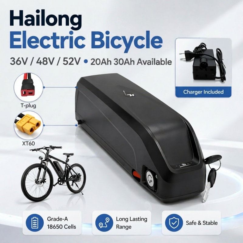 多用途ハイルンバッテリー、マルチ電圧36V 48V 52V  - Ebike Battery 48V 20Ah Hailong のレビューと価格