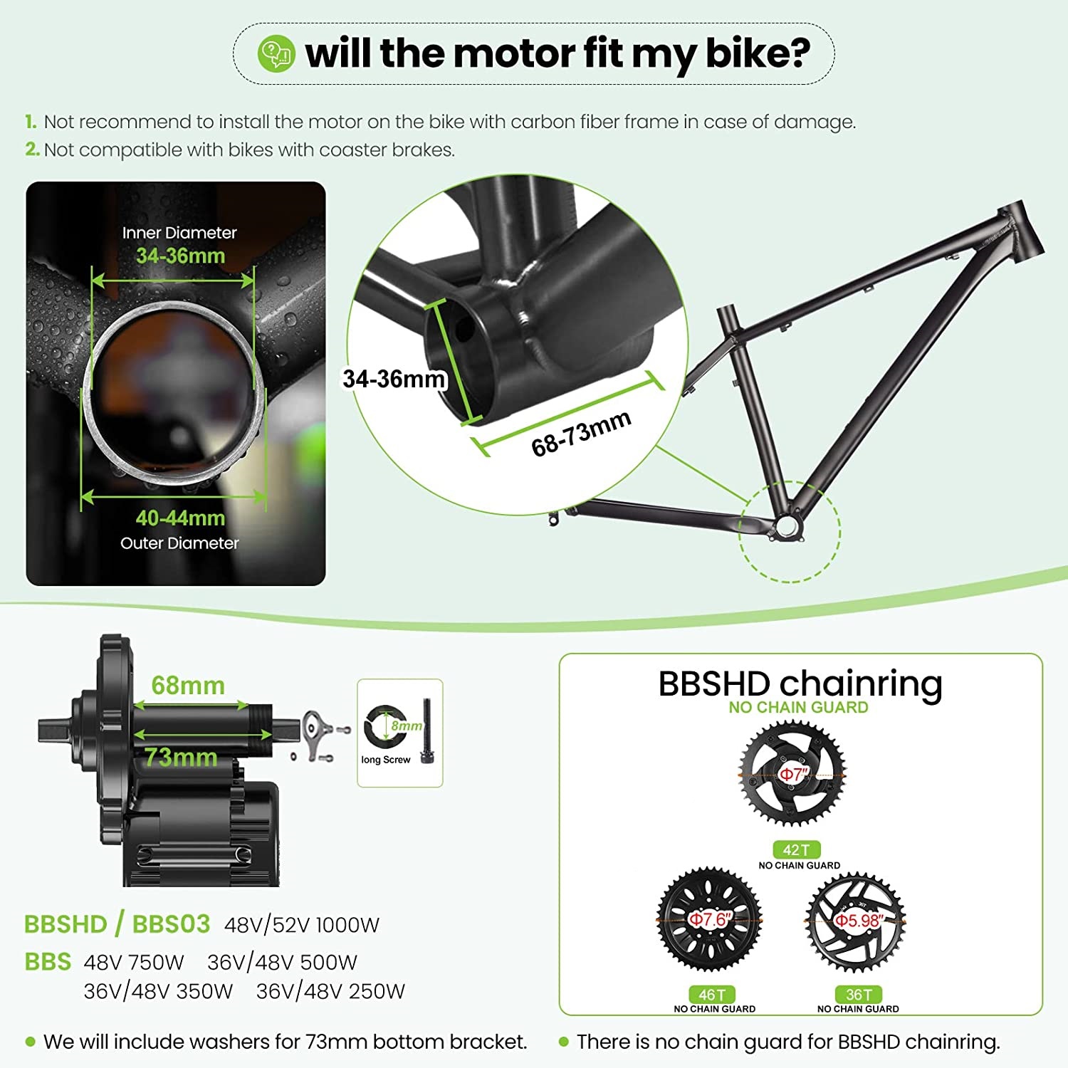 Bafang UART 48V/52V 1000 ワットミッ - Mid Drive Motor Kit 52V 1000W のレビューと価格