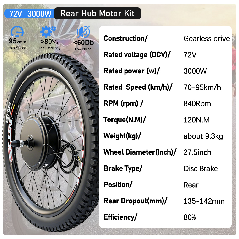 72V 3000W MTXリム電動自転車コンバージョンキット - Ebike Conversion Kit 72V 3000W のレビューと価格