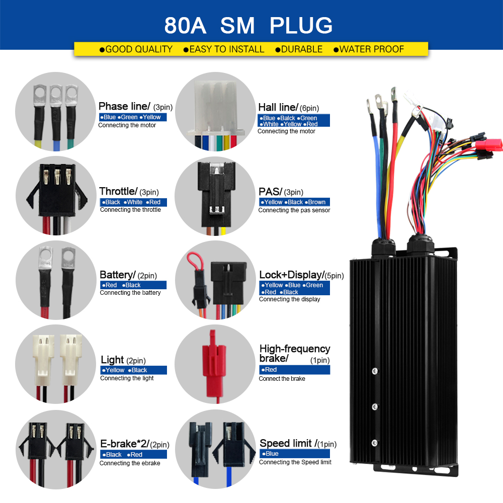 電動自転車用正弦波コントローラー 48V 72V 80A ラ - Sine Wave Controller 48V 72V 80A のレビューと価格