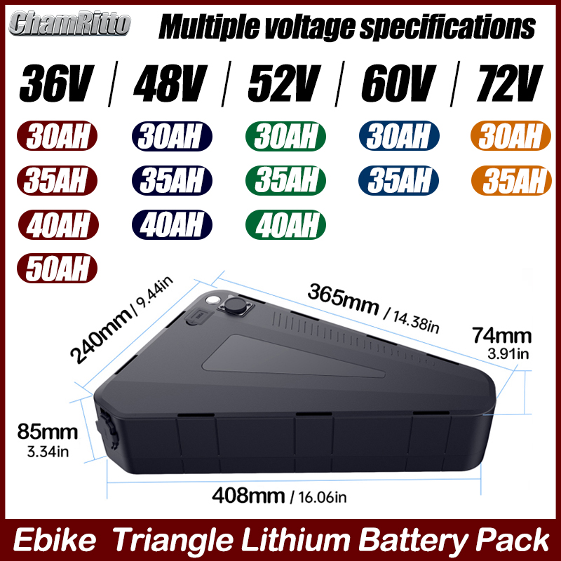 電動自転車 60v72v 3000w 三角形バッテリー 36 - Electric Bicycle Battery 72V 30Ah のレビューと価格